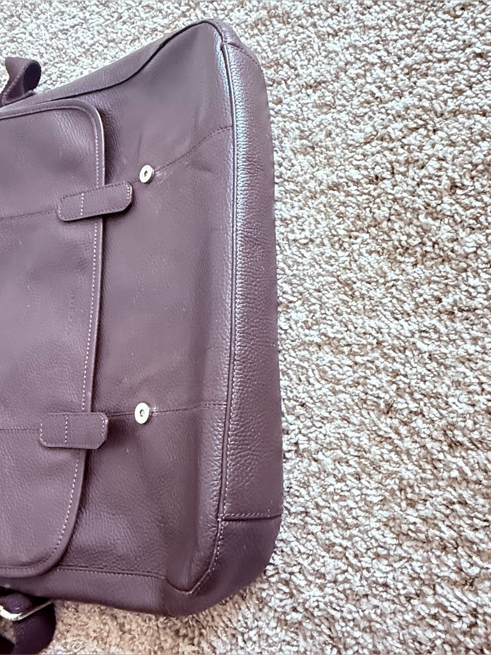 Cole Haan Dark Brown Pebble 100% Leather Messenger Laptop Bag Shoulder Strap - Picture 6 of 8